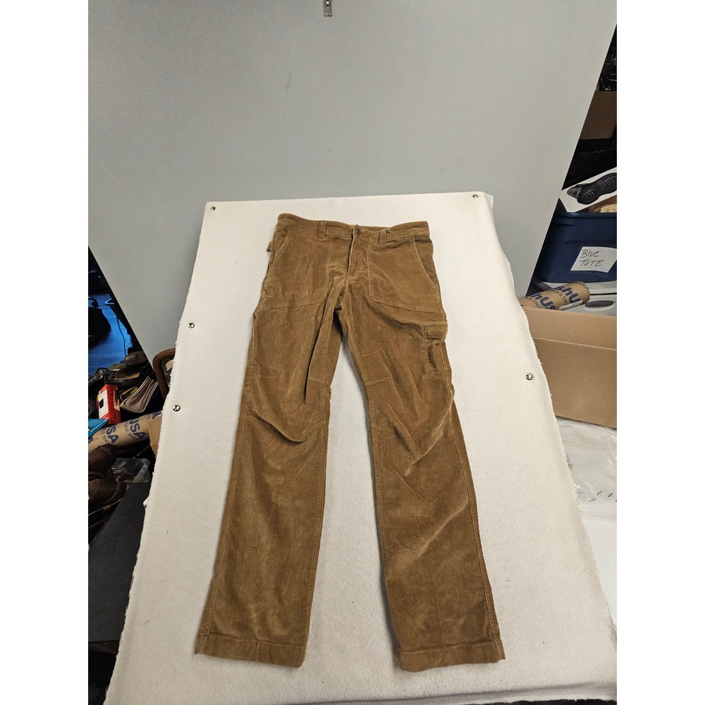 LL Bean Mens Corduroy Utility Pants 36x32 Tan Brown Stretch Straight Leg 291690